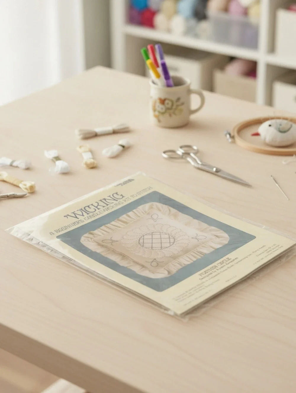 Leisure Arts 'Wicking' Beginner's Candlewicking Kit Feather Circle Design
